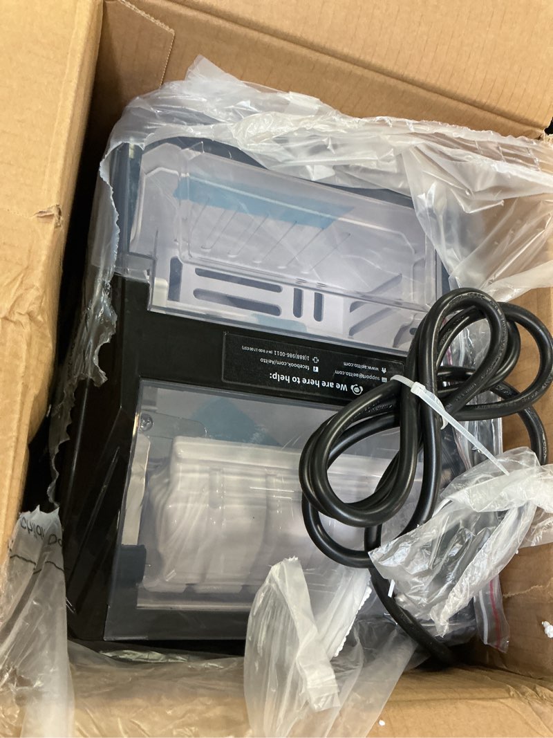 Condition photo showing Good Condition for Aeitto Ice Makers Countertop, 9 Ice Cubes Release in 6 Mins, 26Lbs/24H, 2 Sizes of Bullet Ice Machine,Self-Cleaning Portable Ice Maker with Ice Scoop and Basket for Home Kitchen Office Bar RV, Black