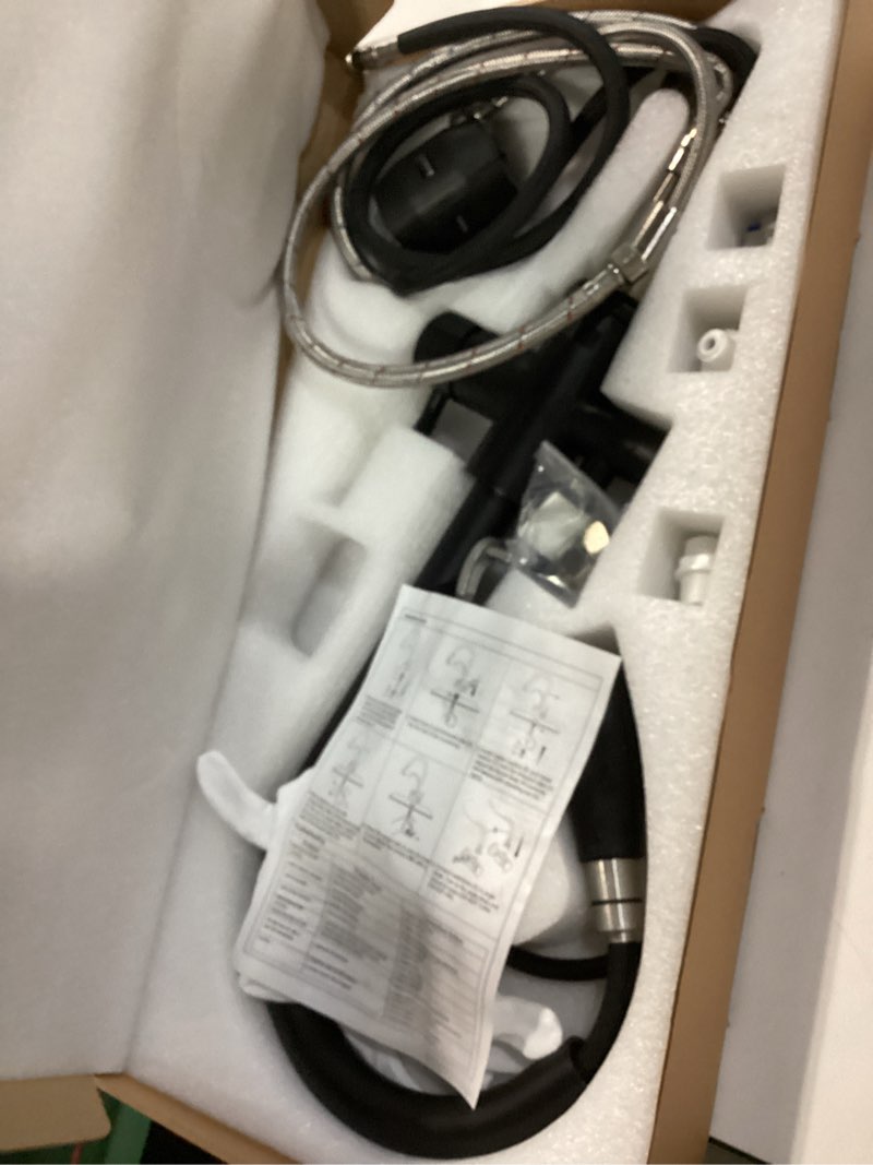 Condition photo showing Good Condition for QAOYEDE Black 3-in-1 Kitchen Faucet with Filter Faucets, Pull Down Sprayer 3-Way Kitchen Faucet, Drinking Water Faucet for RO System E kitchen faucet with ro spout Black