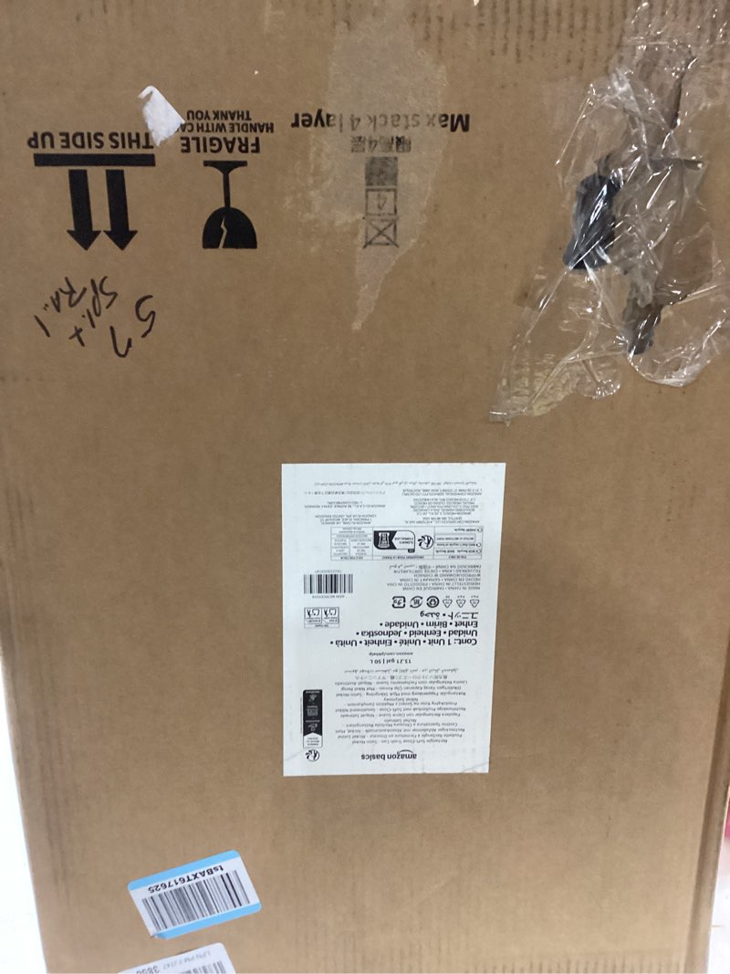 Condition photo showing Good Condition for Amazon Basics Smudge Resistant Rectangular Trash Can With Soft-Close Foot Pedal, Brushed Stainless Steel, 50L/13.2 Gal, 16.7x14.7x25.9 in, Satin Nickel Finish Satin Nickel Big, 50L/13.2 Gal