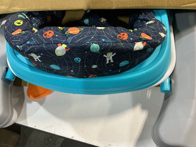 Condition photo showing Good Condition for smart steps trend activity walker and entertainer with removeable toys, large tray, cup holder, adjustable height and flat fold frame for storage, ages 6 months +, space walk navy
