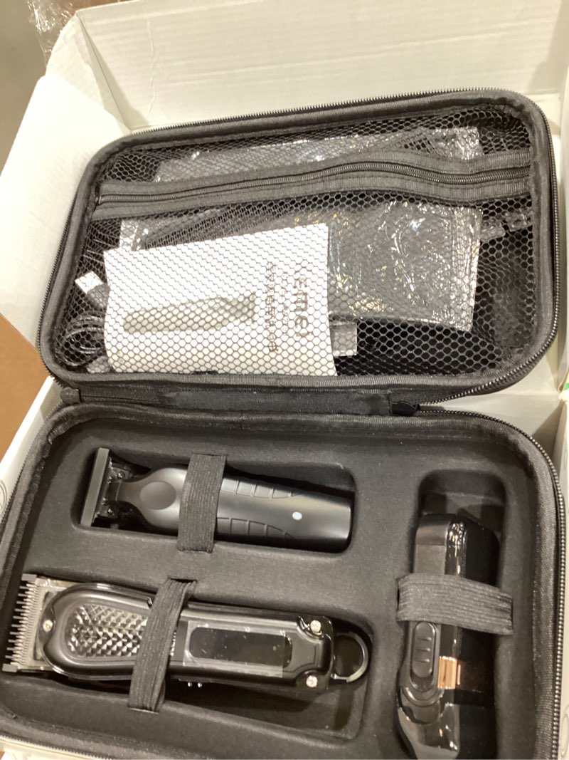 Condition photo showing As Is for kemei professional hair clippers for men, cordless barber clipper t-blade beard trimmer foil shaver set, rechargeable electric fade clipper hair cutting kit, km-1071, km-2299, km-2024