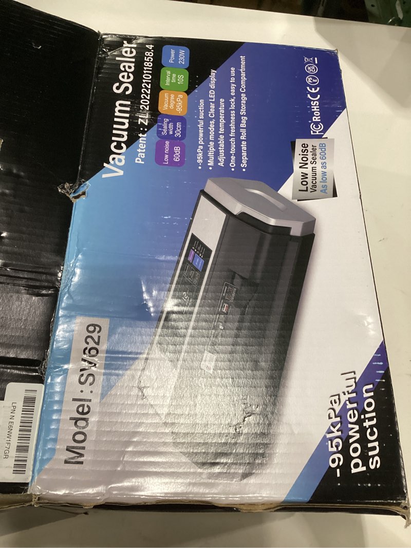 95kpa commercial auto vacuum sealer w/1 roll+15 bags: dual heat seal, built-in cutter (black silver), not tested