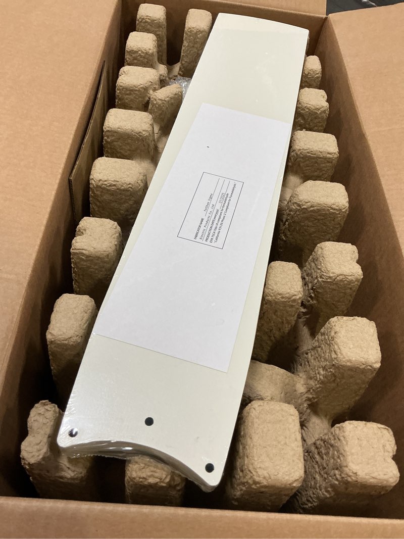 Condition photo showing New/Like New for harbor breeze calverton 52-in white with white/driftwood blades color-changing indoor flush mount ceiling fan with light and remote (5-blade)