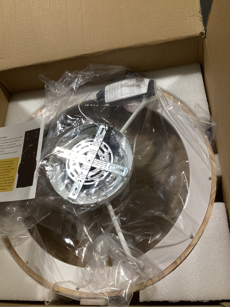 Condition photo showing Good Condition for 20'' low profile ceiling fans with lights modern flush mount wood ceiling fan and remote dimmable led 20 inch wood