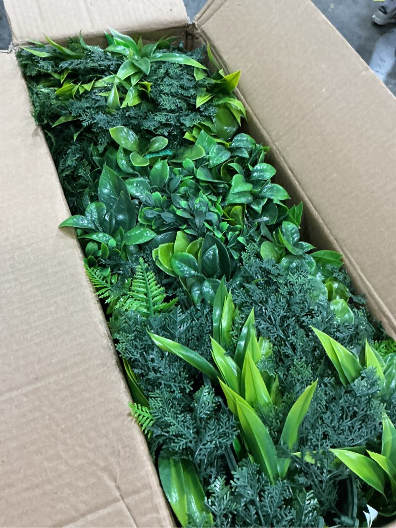Condition photo showing New/Like New for artificial 3d greenery wall panels: 40"x60" uv-anti faux grass backdrop boxwood ivy fence privacy screen fake plant leaf hedge for outdoor,indoor,garden,backyard and home decor greenery d