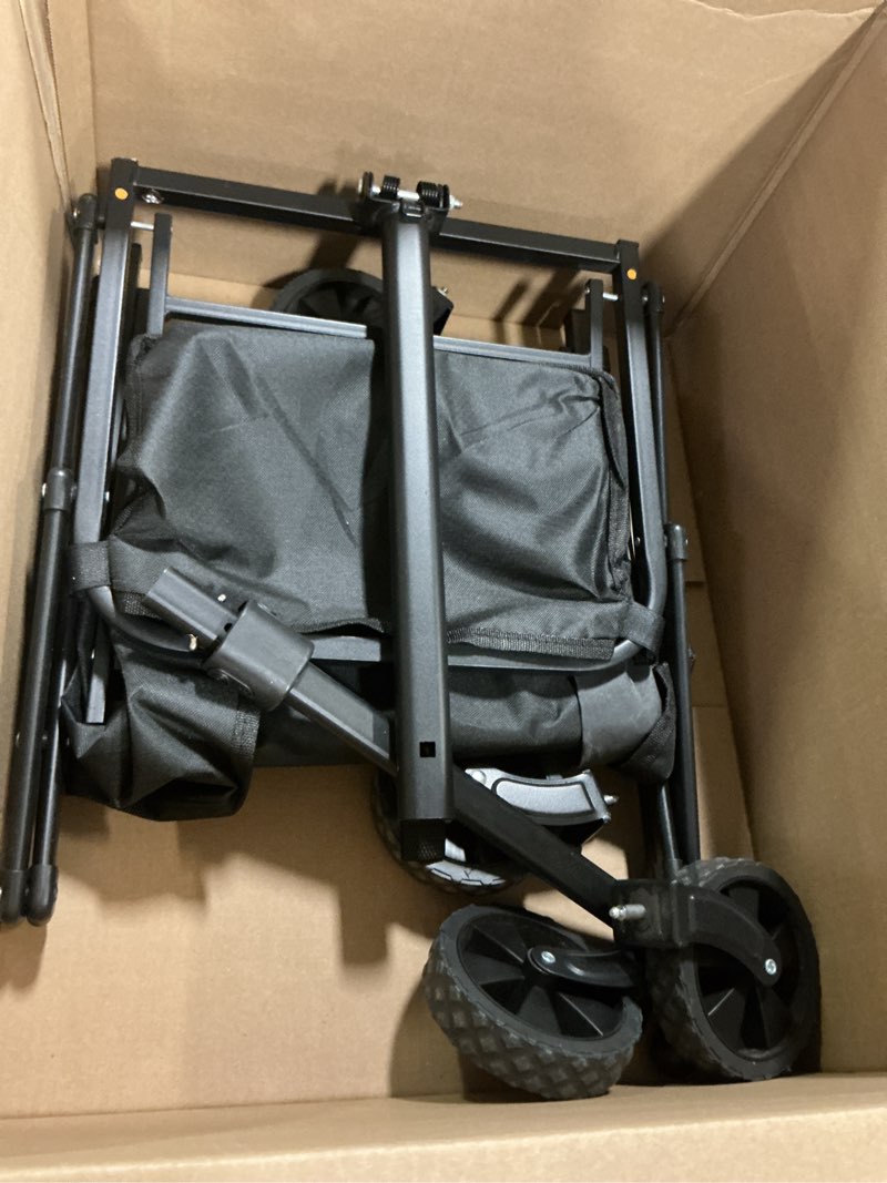 Condition photo showing As Is for Collapsible Wagon Cart Foldable - Lightweight Portable Heavy Duty Folding Beach Wagons with Wheels - Outdoor Utility Carts for Grocery, Camping, Shopping, Sports, Garden with Large Capacity Black