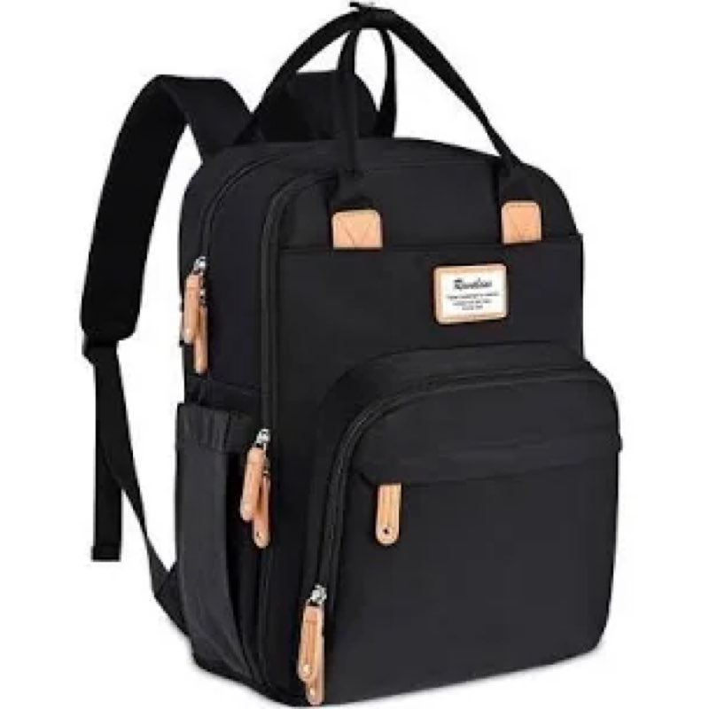 ruvalino large diaper bag backpack, multifunction baby changing travel bag with insulated pockets, waterproof backpack for moms & dads - black
