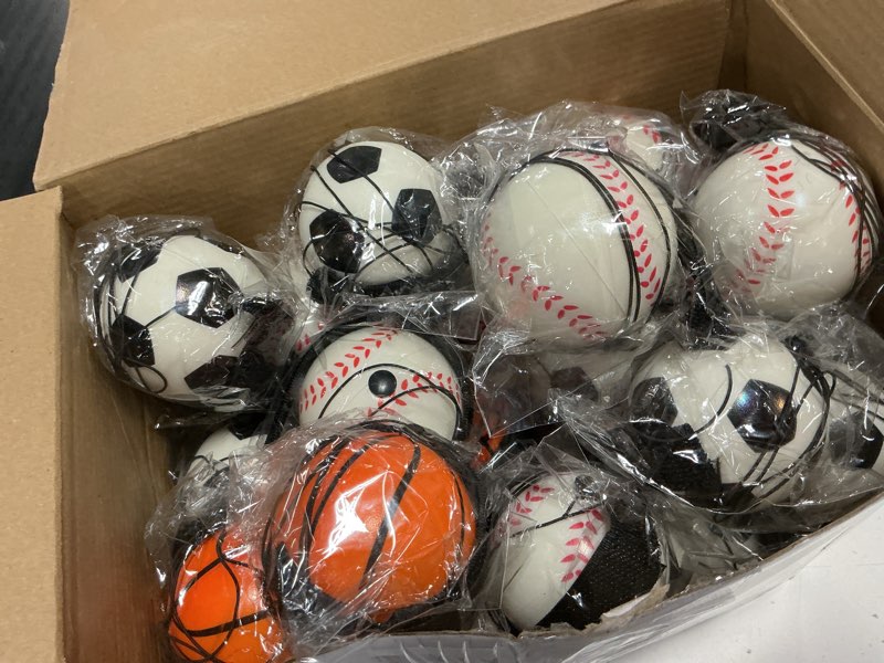 Condition photo showing Good Condition for liliful 40 pcs wrist return ball on a string 2.48 inch rebound sports balls with elastic strap rubber rebound bouncy basketball baseball soccer tennis party favors wristband toy for exercise gift toy