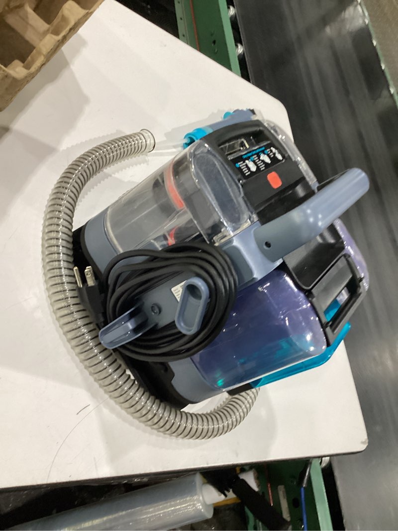 Condition photo showing As Is for **not tested**  shark stainstriker portable carpet upholstery & area rug cleaner, stain & odor remover, perfect for car interiors, nordic blue, px202brn stainstriker + chemical & tool