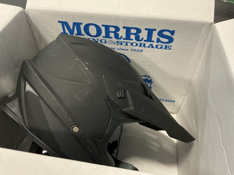 Condition photo showing As Is for Adult ATV Dirt Bike Helmet with Goggles Gloves & Mask Quick Release Buckle Adjustable Sun Visor Motorcycle Adult Helmet Off-Road Motocross Downhill Moped MX for Unisex-Adult Matte Black Large