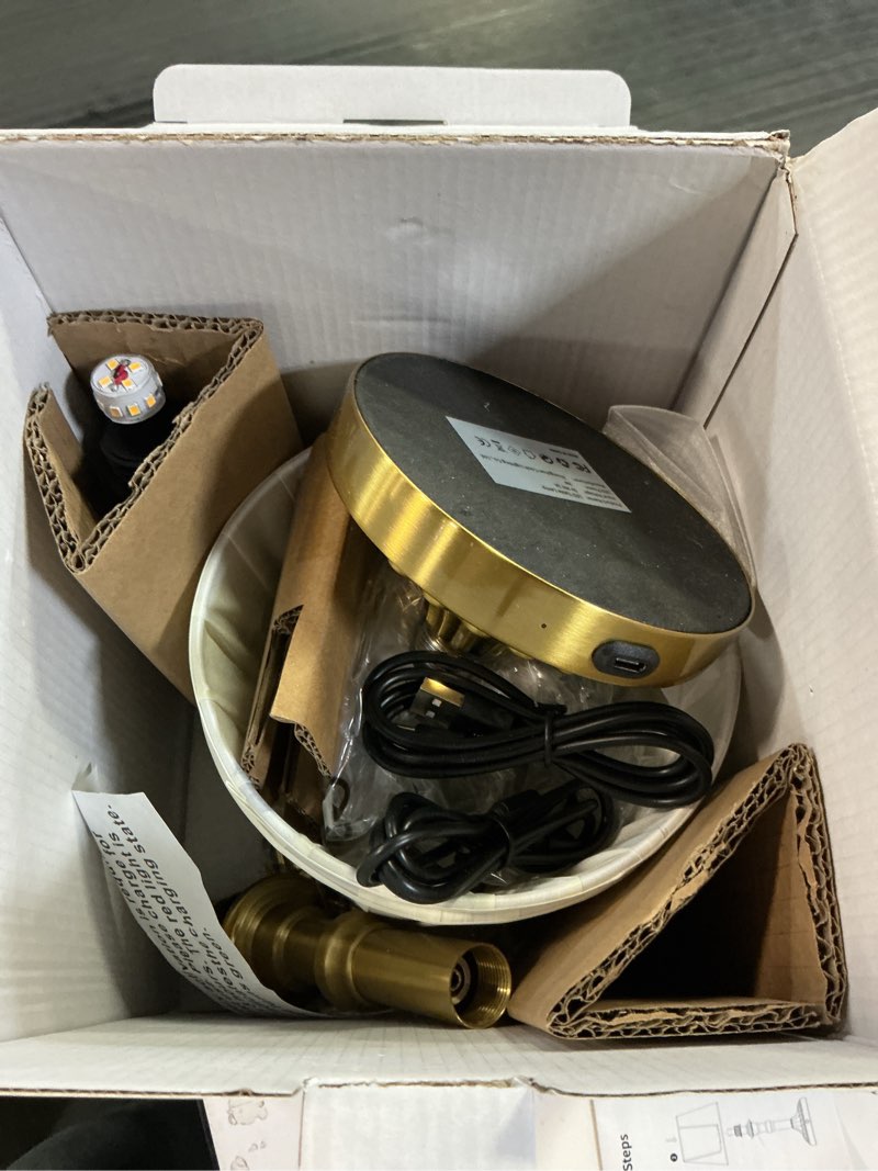 Condition photo showing Good Condition for KDG Cordless Portables Table Lamp Set of 2, LED Fabric Shade Small Desk Lamps, 5000mAh Battery Powered Lighting, 2700K Stepless Dimmable Light for Living Room, Dining Room, Bedroom, Bedside (Bronze) Bronze + White Lampshde (2 Pack)