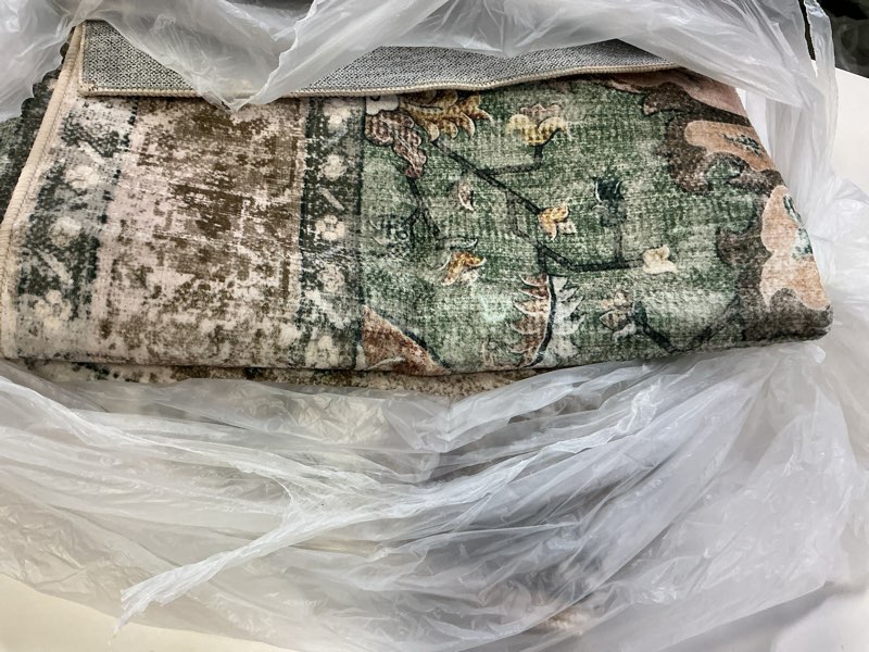 Condition photo showing Good Condition for Area Rugs 4'x6' Washable Non-Slip, Floral Vintage Distress Print Pattern Medallion Carpet for Living Room Bedroom Dining Room, Brick Red Rust Neutral Brown Burnt Orange Green Brick/Brown/Green 4' x 6' (Rectangular)