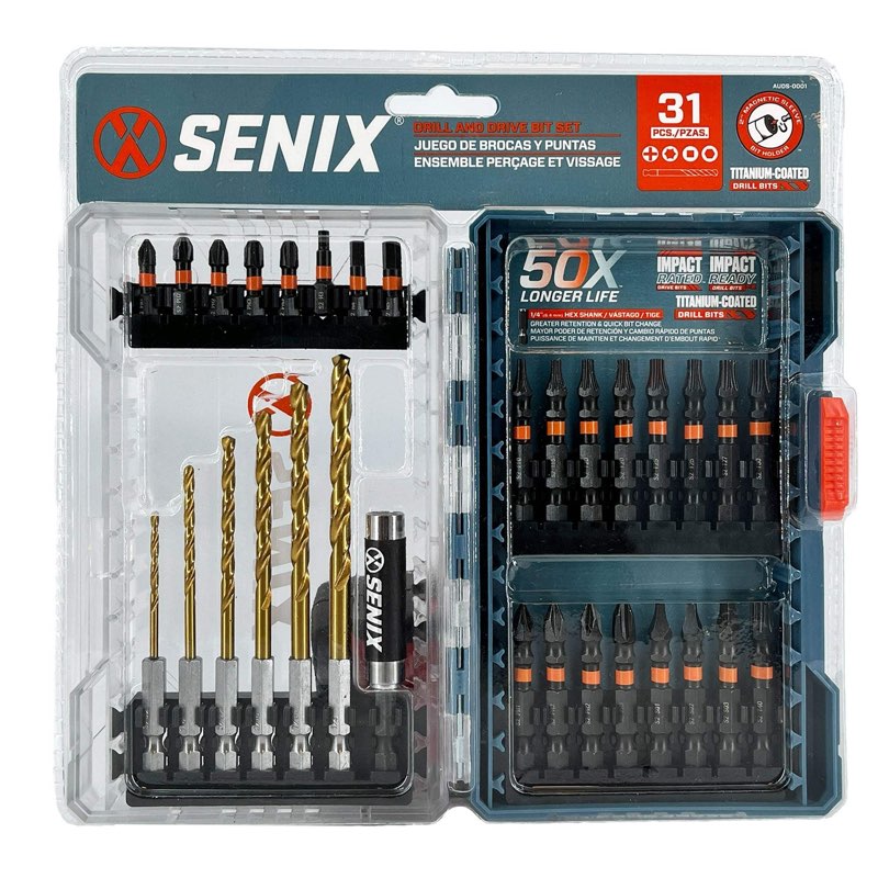 12 pc Driver and Titanium-Coated Drilling Bit Set with Magnetic Bit Holder