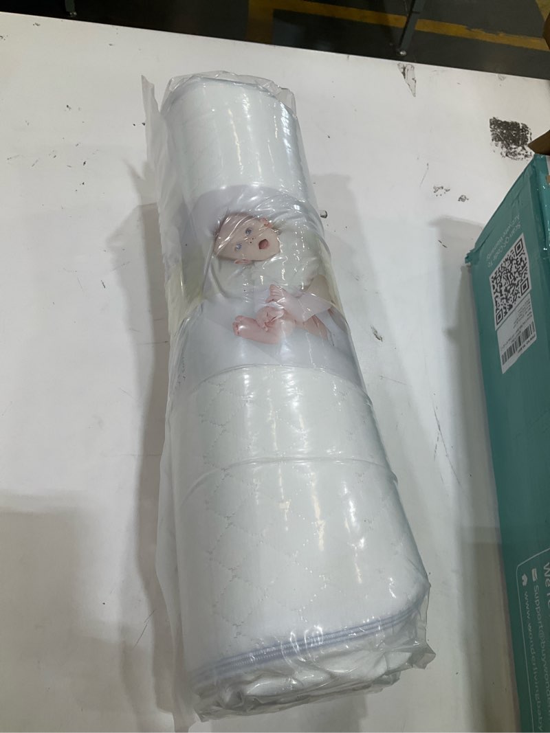 Condition photo showing Good Condition for bassinet mattress pad compatible with dream on me karley bassinet, breathable, premium foam, hypoallergenic, non-toxic, oval shaped with removal waterproof cover, 16" x 32" x 2'' white oval 16" x 32"