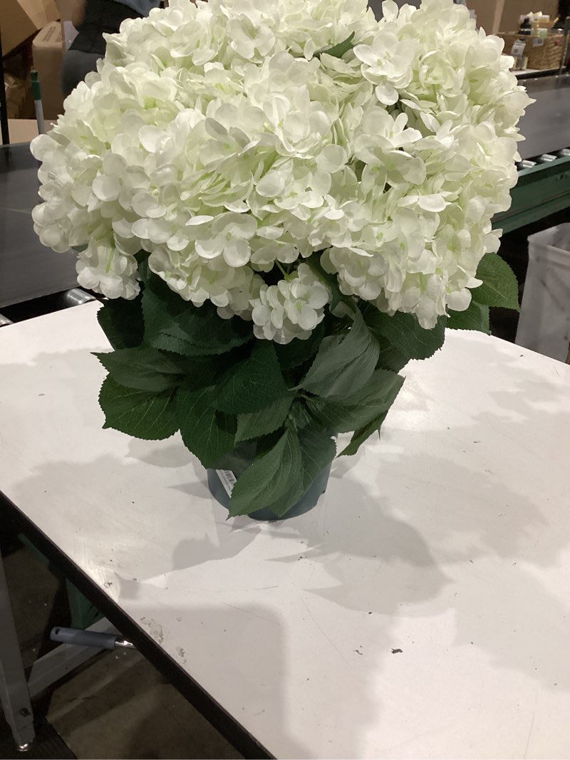 Condition photo showing As Is for hollyone white hydrangea artificial flowers in pots 19.7" faux silk hydranges flowers tree arrangements for home bathroom office table centerpiece shelf decorations