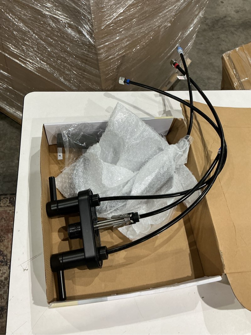 Condition photo showing As Is for 1k+ bought last week allen + roth harlow simplefit matte black 4-in centerset 2-handle watersense high-ar