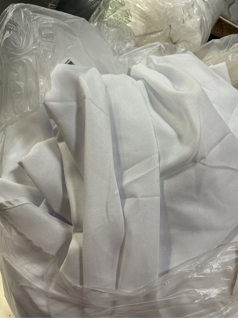 Condition photo showing As Is for sancua White Round Tablecloths 120 Inch, 6 Pack - Circle Fabric Cloth Table Cloths for Wedding Party Banquet Birthday, Washable Polyester Table Cover (Fit 30-72 Inch Tables) White 6 Pack 120 Inch, Round