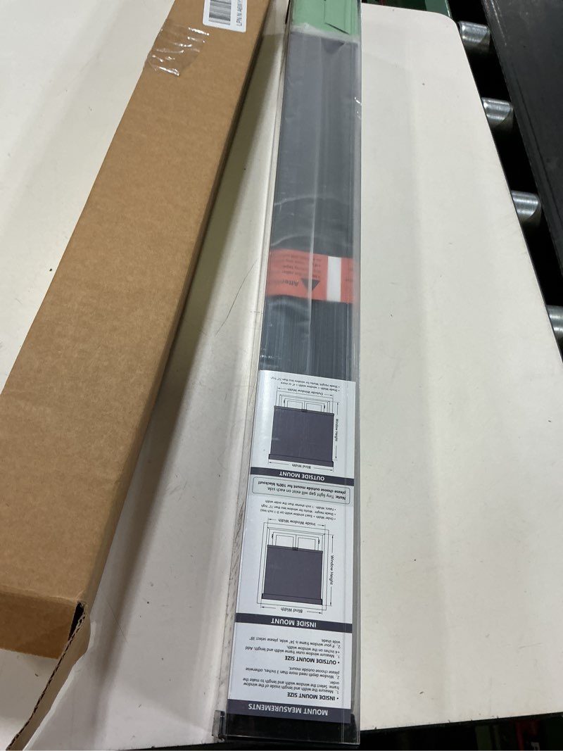 Condition photo showing Good Condition for aosky blackout roller shades cordless blinds for windows, free-stop shades with valance, thermal insulated fabric, uv protection, natural woven blinds for home and office (22" w x 72" h, black) black 22"w x 72"h
