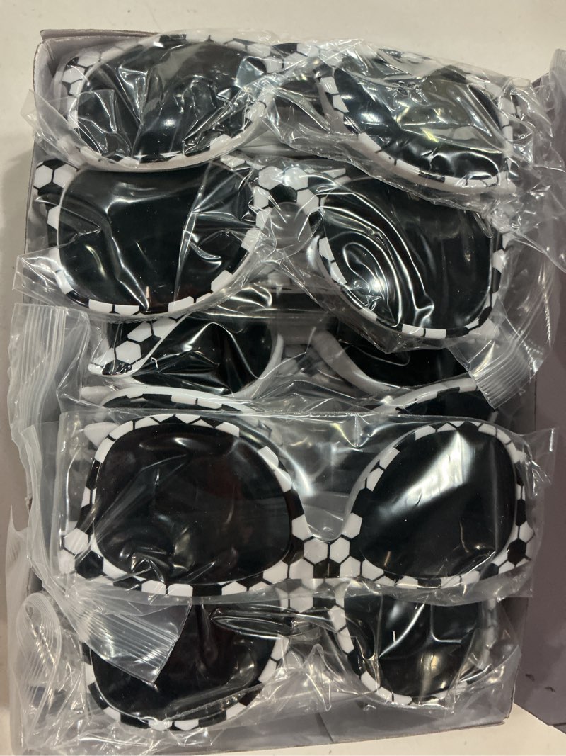 Condition photo showing Good Condition for chunnin 16 pack soccer sunglasses white black frame sunglasses bulk for soccer party favors sports plastic glasses for team gifts birthday goodie bags stuffers sports theme party supplies favors