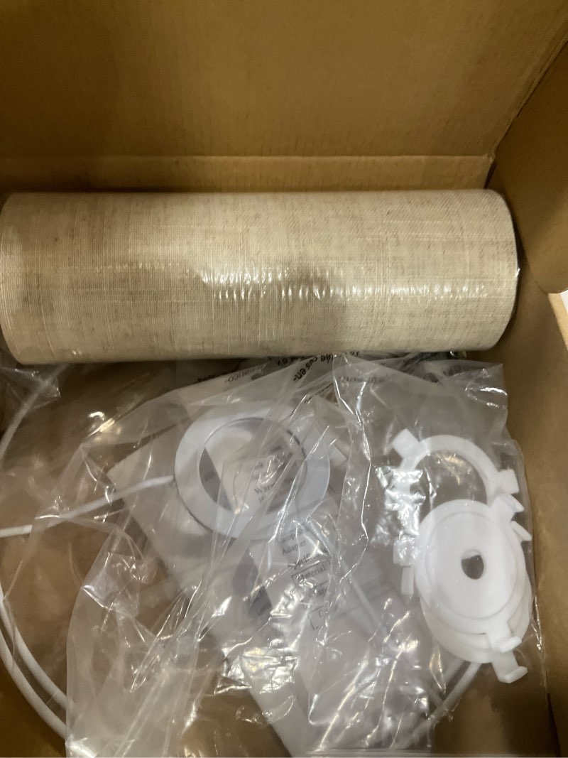 Condition photo showing New/Like New for Beige Linen Small Drum Lampshade, 8.66" Top x 8.66" Bottom x 7.87" High Lamp Shade, Lamp Shade Replacement for Table and Floor Lamps, Pendant Light, Handcrafted Lampshade, Easy Assembly