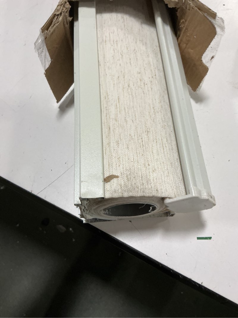 Condition photo showing As Is for Joydeco Linen Zebra Blinds for Windows, Cordless Privacy Light Filtering Dual Layer Window Shades, Free-Stop Roller Blinds for Home, 46” W x 72” H Linen 46"W x 72"H