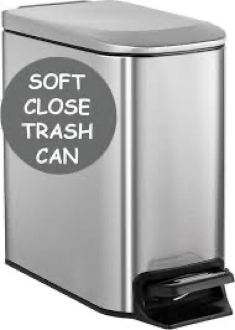 homie soft close, slim trash can 1.6 gallon with anti - bag slip liner and lid, use as mini garbage 