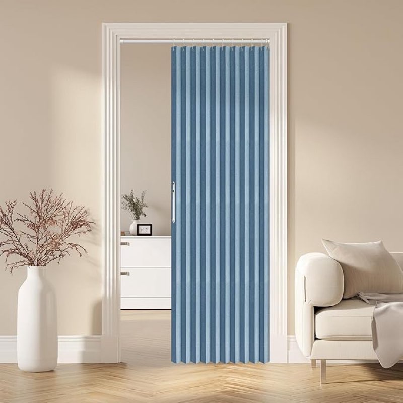 ajazz 100% blackout accordion doors interior magnetic door curtain closet door curtain invisible app, 42inx78in.