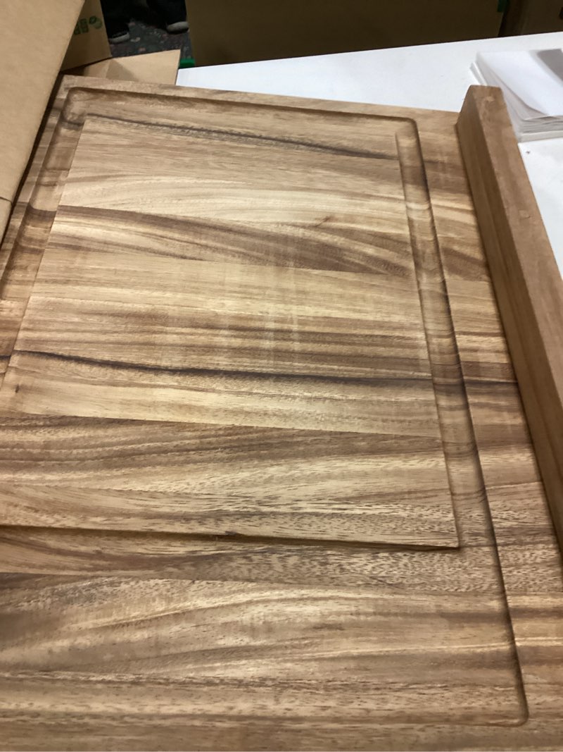 Condition photo showing Good Condition for Ironwood Gourmet Double-Sided Countertop Lyon Pastry/Cutting Board With Gravy Groove, Acacia Wood 17.25 x 24 x 1.25 inches 24"L x 17.3"W Natural