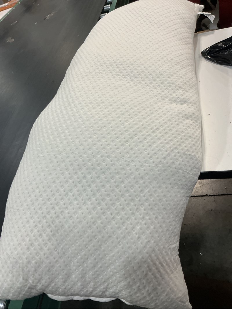 Condition photo showing Good Condition for Snuggle-Pedic Body Pillow for Adults - Breathable, Full Body Pillow for Side Sleepers - Shredded Memory Foam Gel - Cooling Long Pillow Supports Legs, Belly & HIPS - 20x54 White