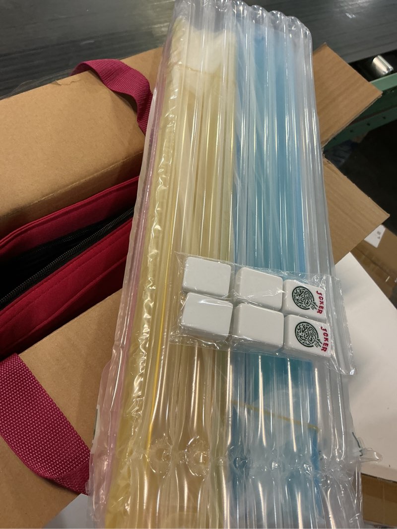 Condition photo showing Good Condition for zgme american mahjong set,166 white tiles with red bag and accessories,4 all-in-one mahjong racks with pushers,complete western mahjong set