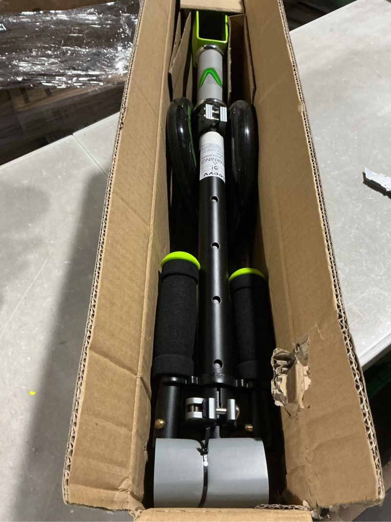 Condition photo showing Good Condition for scooter for kids 6–12 & adults, max load 240 lbs, adjustable height,lightweight 2-wheel, foldable kids scooter with big wheels green