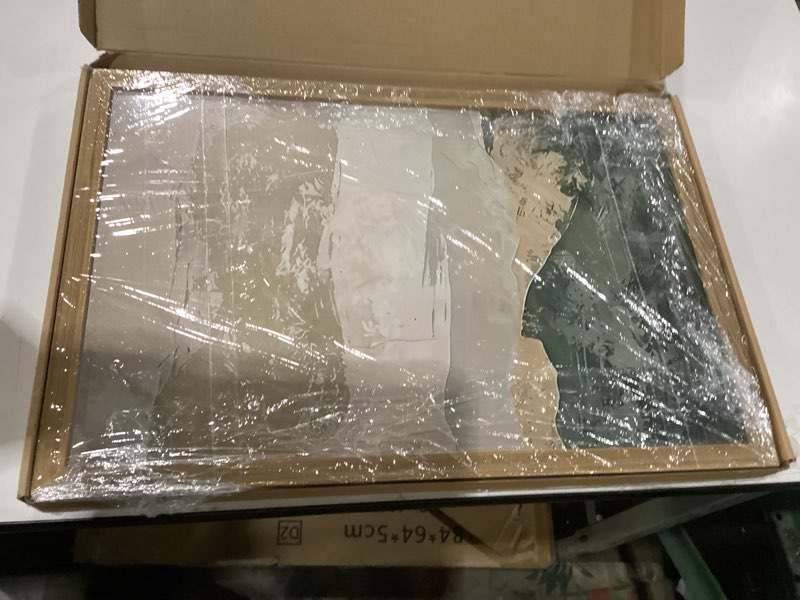 Condition photo showing New/Like New for Framed 2Pcs Vintage Abstract Wall Art Poster with Wood Frame Gray Green Earth Tone Landscape Canvas Prints Neutral Art Minimalist Modern Calming Decor for Living Room Bedroom Office16x24 Inches