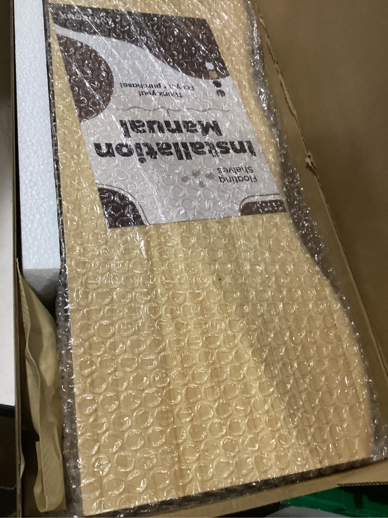 Condition photo showing New/Like New for Floating Shelves for Wall 24 Inch Wooden Floating Shelves Live Edge Shelf with Unique Natural Grain Wall Mounted Rustic Pine Wood Shelf for Living Room Bedroom Kitchen Bathroom (Natural) Natural 24 inch - 2pcs