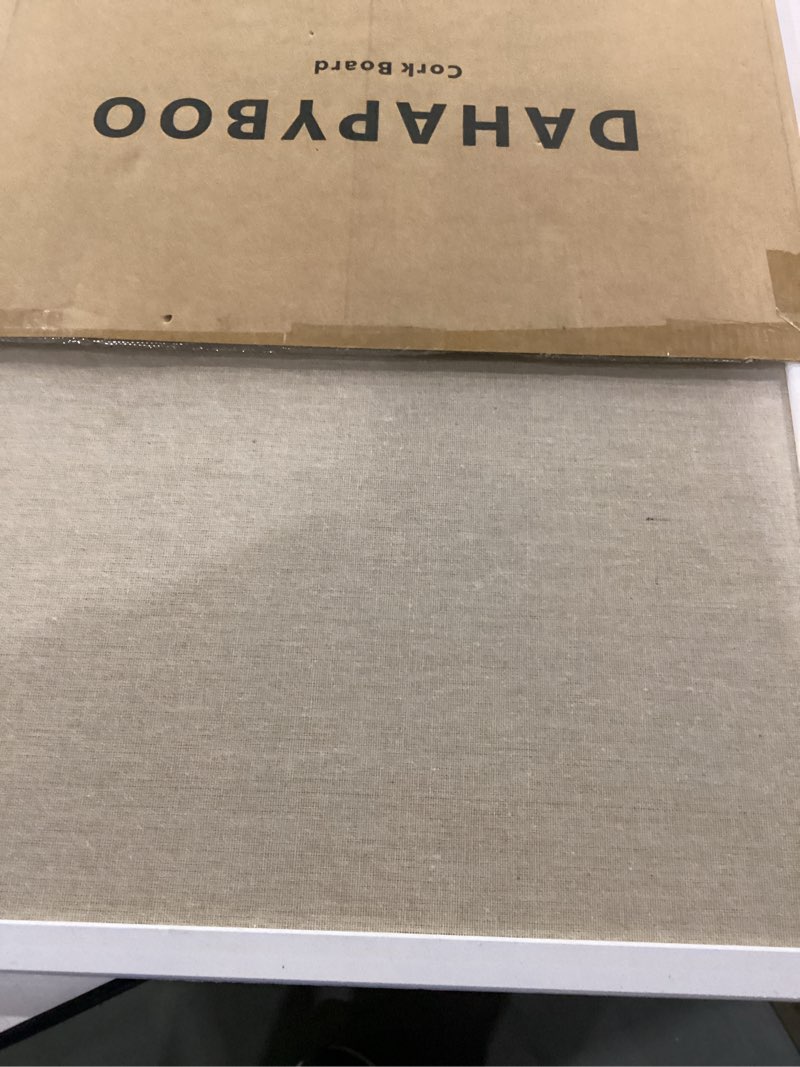 Condition photo showing Good Condition for cork board with linen white,bulletin board 23"x17" hanging corkboards for office home school message board or vision board decoration. white 23" x 17"