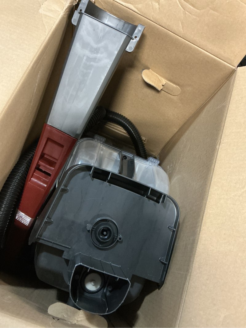 Condition photo showing As Is for hoover - power scrub deluxe corded carpet upright deep cleaner - red