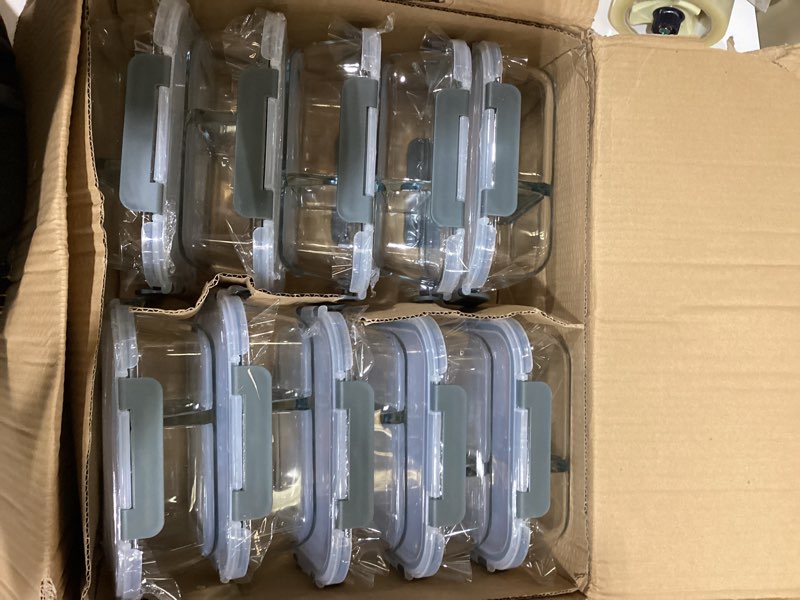 Condition photo showing Good Condition for m mcirco 10-pack,30 oz glass meal prep containers 2 compartments airtight lunch bento boxes with lids, glass food storage containers, microwave, oven, freezer, dishwasher gray-10pcs