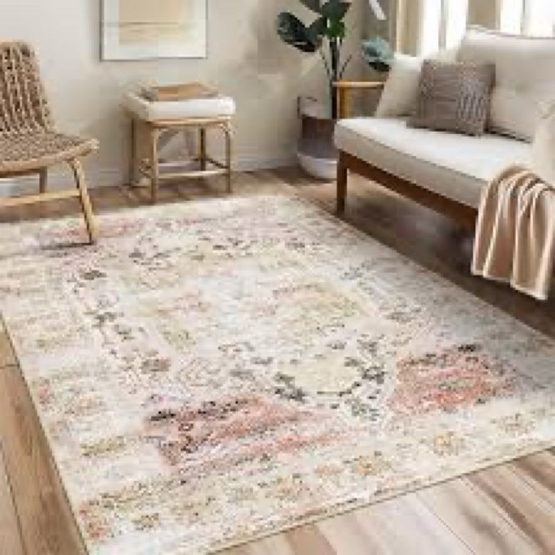 GarveeHome Scalloped Washable Rug 6x9 Rugs for Living Room Modern Brown Nursery Rug Large Area Rug f