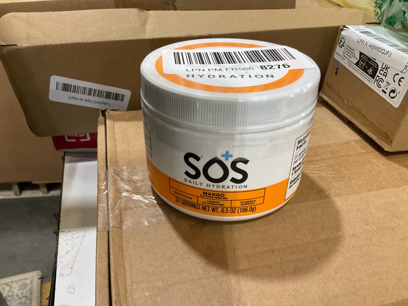 Condition photo showing As Is for sos hydration electrolyte powder drink mix – mixed berry 31 servings | low sugar electrolytes, 15 cal | keto hydration powder for rapid rehydration mango
