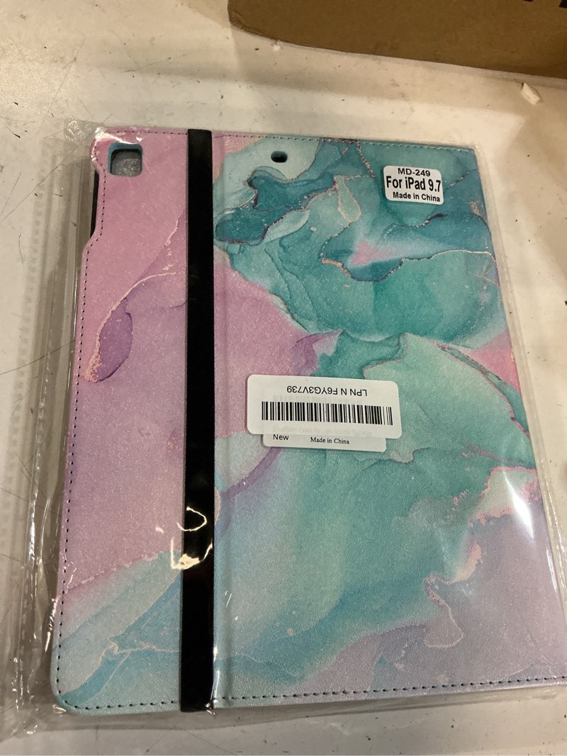 Condition photo showing New/Like New for zonefoker cases for ipad 6th 5th generation 2018/2017, ipad air 2 case 2014, ipad air 2013, ipad pro 9.7 inch case 2016 with pencil holder, leather folio cover for kids, women, men, marble teal pink #06 marble teal pink