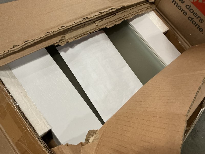 Condition photo showing As Is for CEAKIAN 36" x 80" Bifold Closet Doors, Full Lite Frosted Glass Panel with Hardware Kit, Preassembled