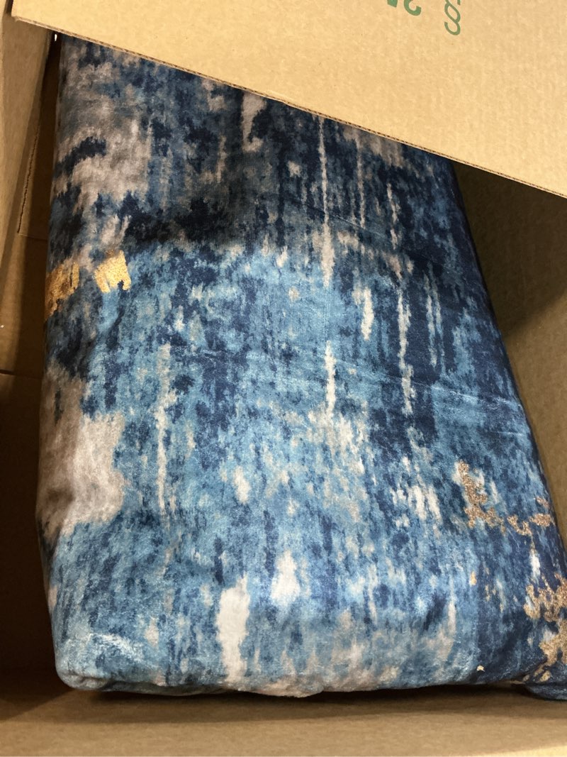 Condition photo showing As Is for releany washable area rugs 5'x7' non-slip modern abstract soft for living room entryway bedroom nursery, print pattern, grey blue gold/golden blue/gold 5' x 7' (rectangular)