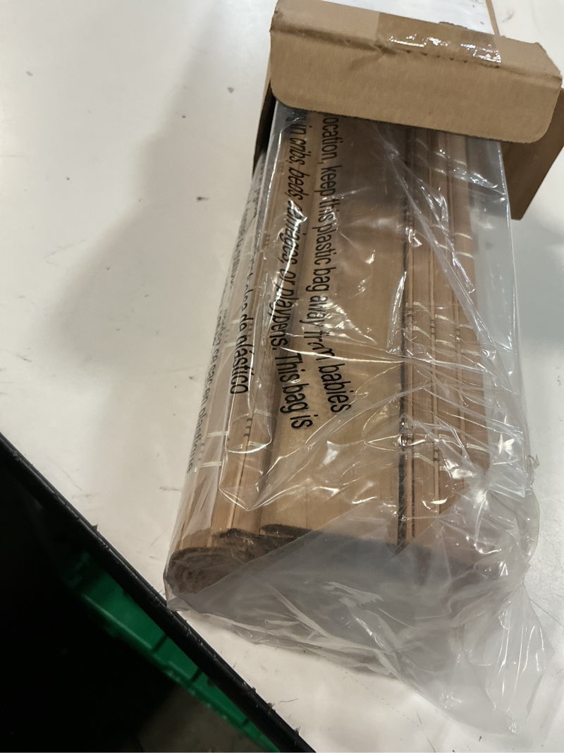 Condition photo showing New/Like New for lazblinds no tools no drill cordless bamboo roman shades, light filtering window treatment, roll up bamboo blinds for windows 26.5'' w x 48'' h, brown light filtering-brown206 26.5" w x 48" h