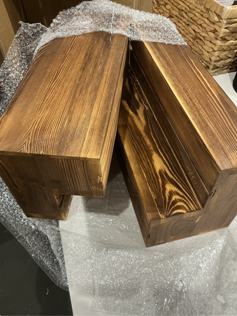 Condition photo showing Good Condition for led lighted bottle display shelf, 2 pack bar shelf, tabletop wine rack, coffee syrup organizer, home bar stand for liquor bottles, mini bar pine wood with led light