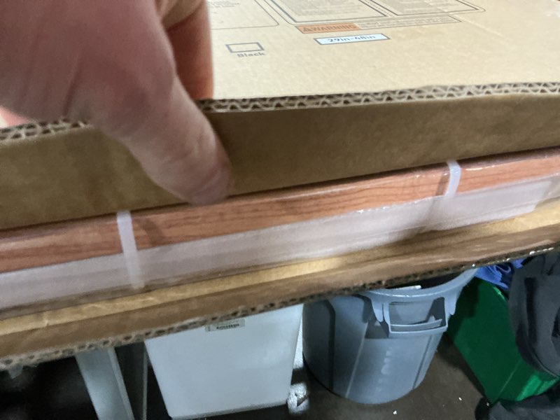 Condition photo showing Good Condition for BABELIO 29-48" Metal Baby Gate with Brown Wood Pattern, Auto Close Dog Gate PressGuard P7 for The House, Stairs and Doorways, Pressure Mounted Pet Gate with Door, Safety Gate for Child and Pets Brown Wood Pattern 30"Tall 29"-48" Wide