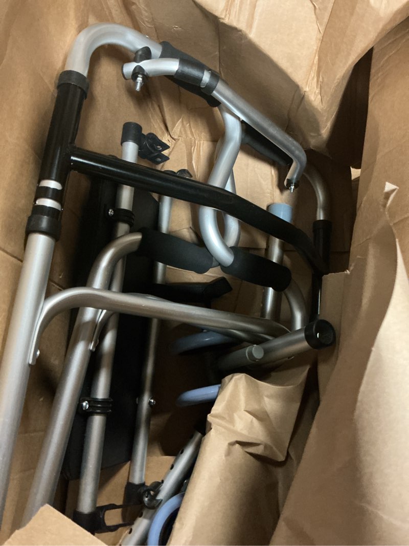 Condition photo showing As Is for folding walkers with wheels and seat 390lb,auto brake double front 5" wheel walker,lightweight standard walkers for seniors,aluminum rolling walker for adults,height adjustable walking mobility aid