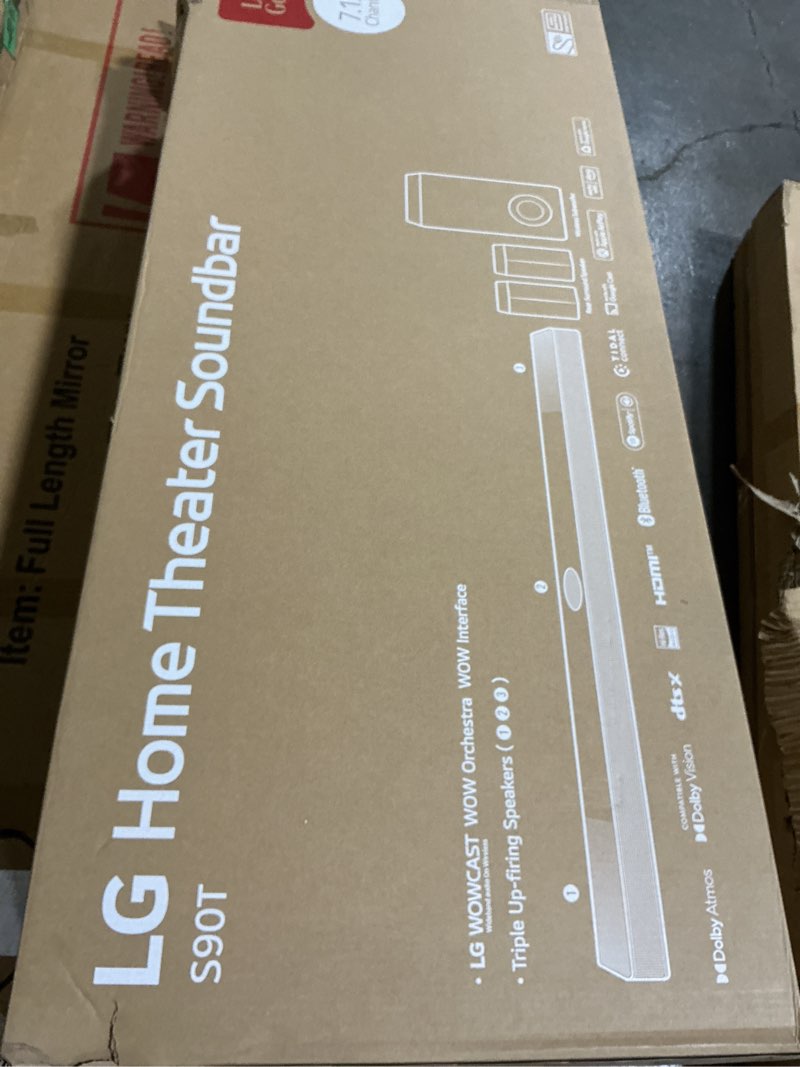 Condition photo showing As Is for LG S90TR 7.1.3-Channel OLED evo TV Matching Home Theater Soundbar with Rear Surround Speakers and Wireless Subwoofer, Wow Orchestra, Dolby Atmos, WOWCAST Built-in (2024 Model)