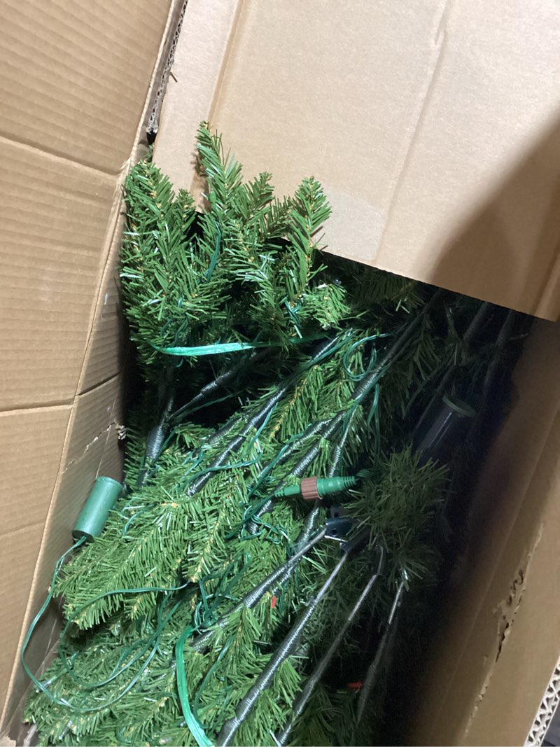 Condition photo showing Good Condition for National Tree Company 7 ft Pre-Lit Dunhill Fir Artificial Christmas Tree, 650 LED Lights, 2,144 Tips, PowerConnect, Foot Pedal, 10 Light Functions, Includes Stand, Green 6ft 6in Christmas Tree