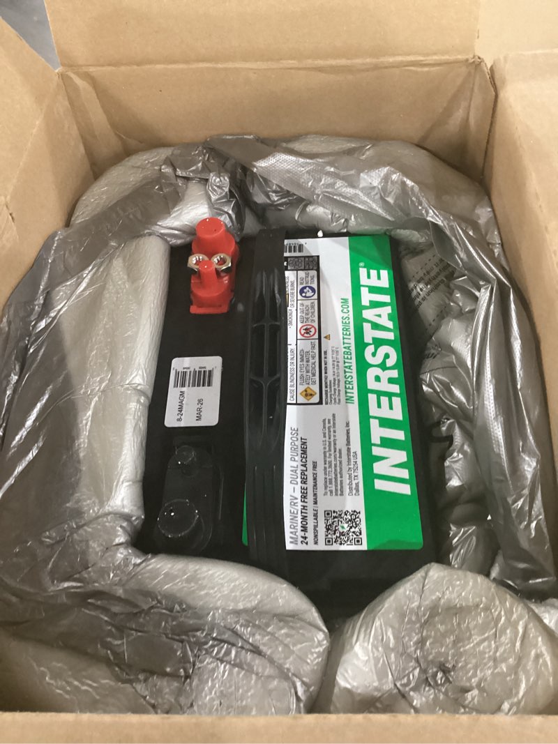 Condition photo showing Good Condition for interstate batteries marine/rv battery 12v 70ah 750cca (24m-agm) dual purpose power pure lead agm rv & marine starting replacement battery (group size 24) boats, rv's group 24m 750cca