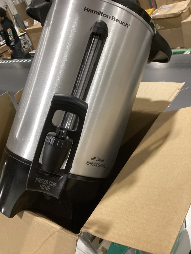 Condition photo showing As Is for Hamilton Beach 45 Cup Coffee Urn and Hot Beverage Dispenser, Silver (40519)