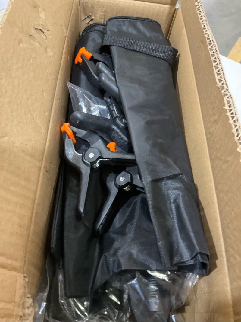 Condition photo showing As Is for 3-in-1 Backdrop Stand Kit 10x7.5 ft for Photography Studio, T-Shape Backdrop Stand for Wedding Parties, Background Stand for Photo Video Studio with Carring Bag, 6 Clamps, 2 Sandbags